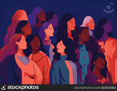 Group of abstract and anonymous people for a poster or background for women’s day, elegant and beautiful style by generative AI