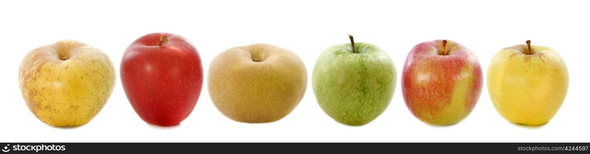 group of apples in front of white background