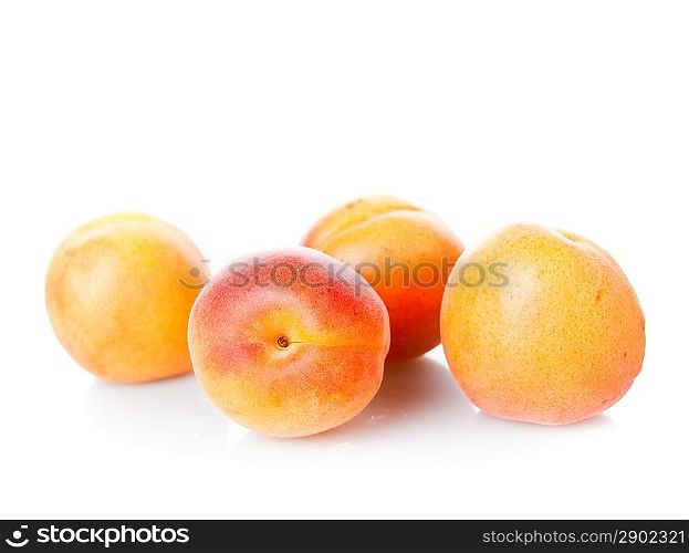 group of apricots over white