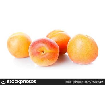 group of apricots over white