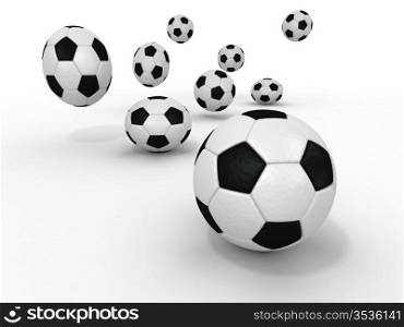 Group of balls. Soccer. 3d