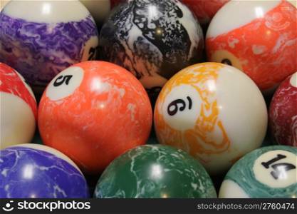 Group of balls used to play pool