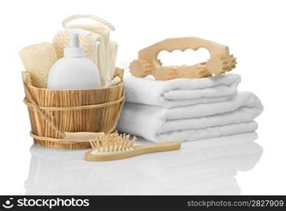 group of bathing accessories