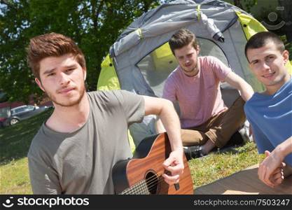 group of best friends camping together