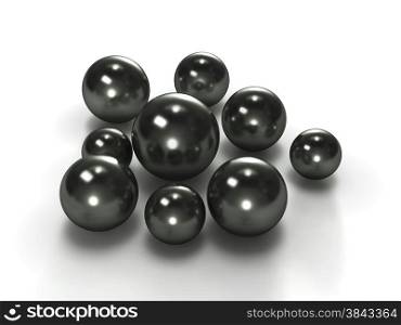 Group of black pearls with clipping path