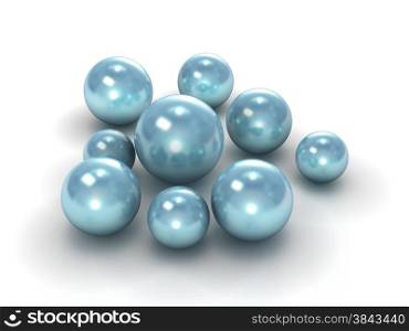 Group of blue pearls with clipping path