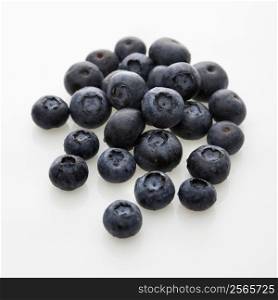Group of blueberries on white background.