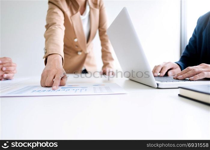 Group of business executive leader analyzing sales perform data at a modern office