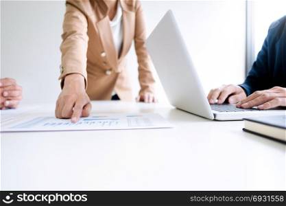 Group of business executive leader analyzing sales perform data at a modern office