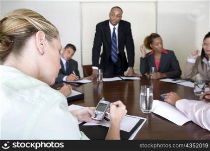 Group of business executives in a meeting