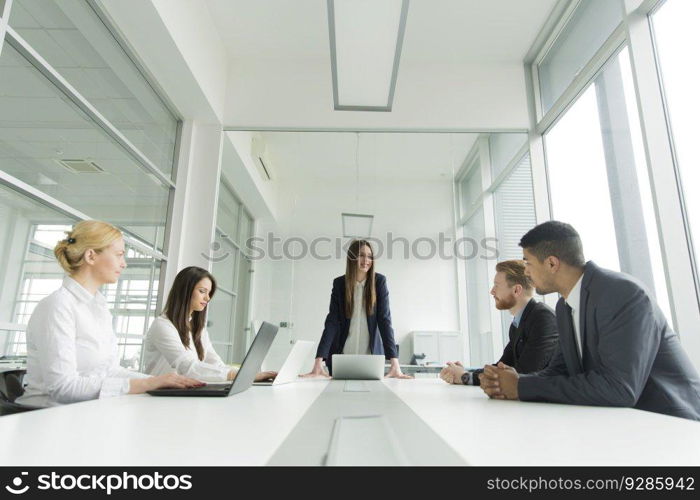 Group of business people at a meeting  in modern office