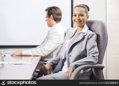 Group of business people brainstorming together in the meeting room. Business team meeting