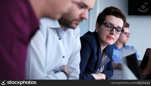 Group of business people discussing business plan in the office