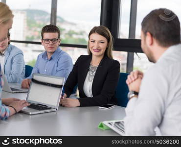 Group of business people discussing business plan in the office