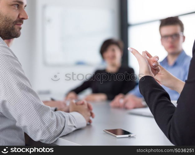 Group of business people discussing business plan in the office