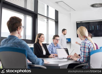 Group of business people discussing business plan in the office