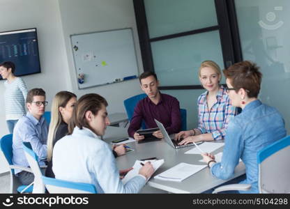 Group of business people discussing business plan in the office