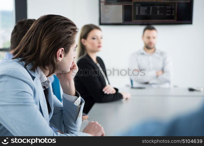 Group of business people discussing business plan in the office