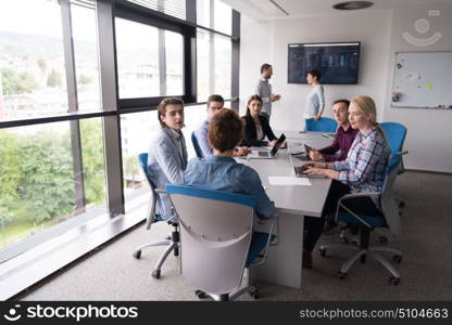 Group of business people discussing business plan in the office