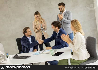 Group of business people have a meeting and working in the modern office