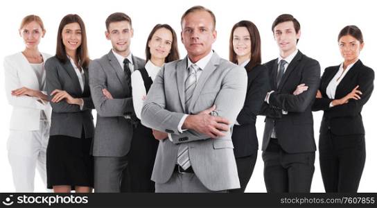 Group of business people isolated over white background. Group of business people