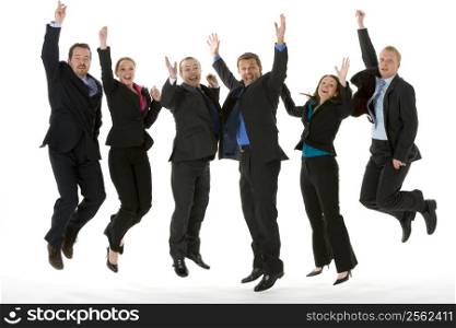 Group Of Business People Jumping In The Air
