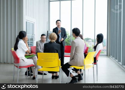 Group of business people meeting in conference room. Business and education concept.