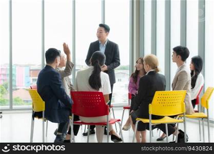 Group of business people meeting in conference room. Business and education concept.