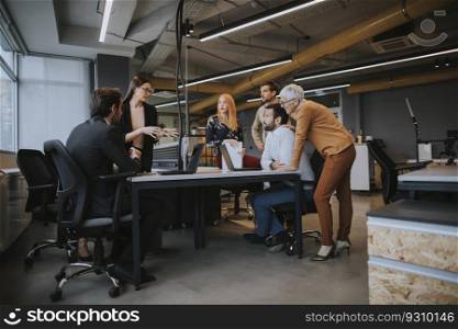 Group of business people working in the modern office