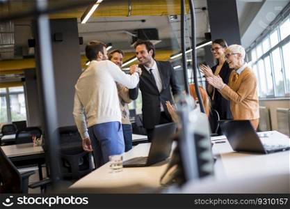 Group of business people working in the modern office