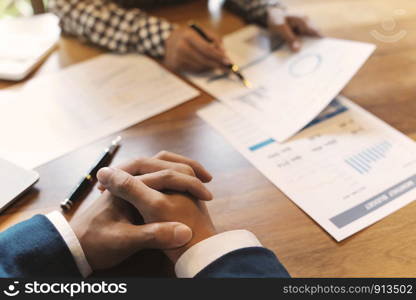 Group of Business people working on marketing project in conference room.