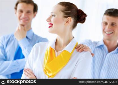 Group of businesspeople. Image of successful young happy business persons