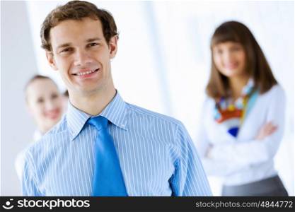 Group of businesspeople. Image of successful young happy business persons