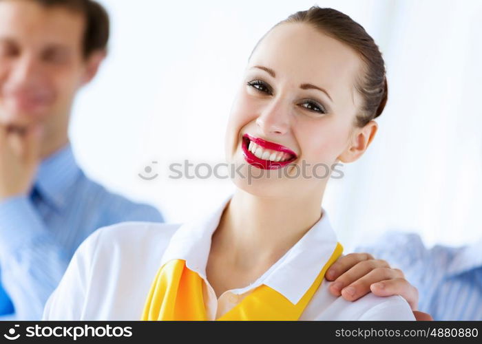 Group of businesspeople. Image of successful young happy business persons