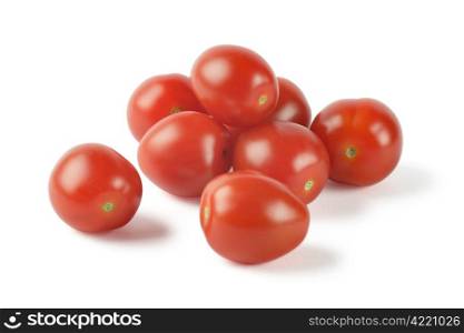 Group of cherry tomatoes isolated on a white background.