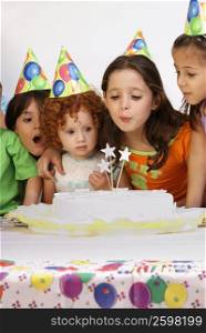 Group of children celebrating a birthday party