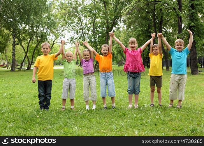 Group of children having fun together in the park