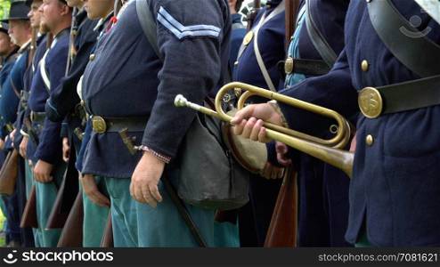 Group of Civil War soldiers with bugle