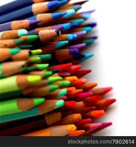 Group of color pencils with different colors.