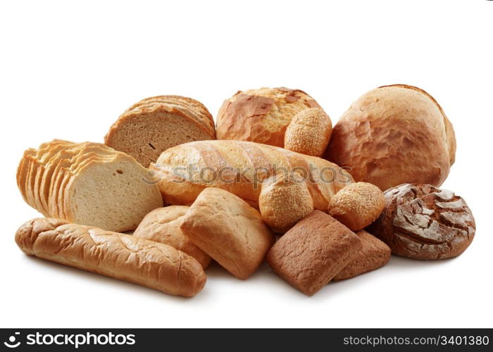 Group of different bread products