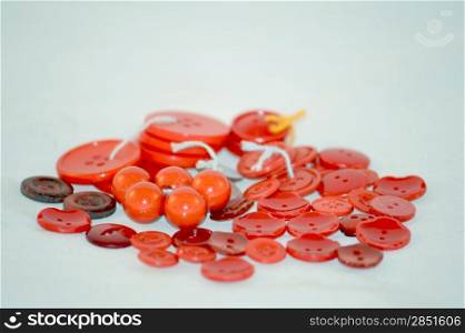 group of different red buttons