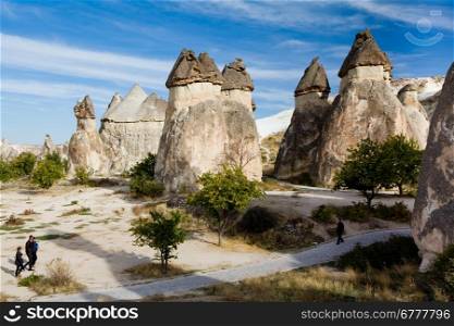 "Group of fairy chimneys "Pasabagi" - typical rock formation in Goreme, Cappadocia, Turkey"