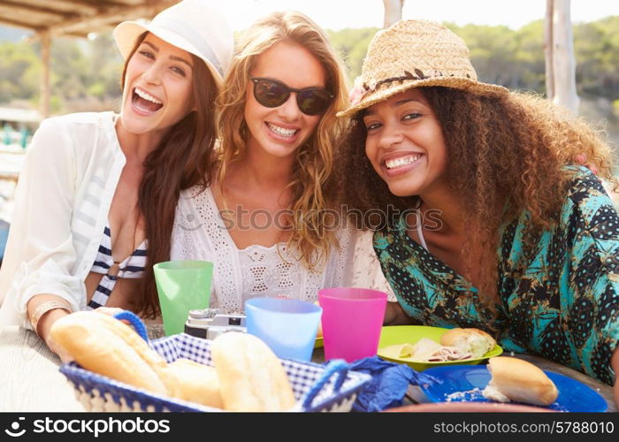 Group Of Female Friends Enjoying Lunch Outdoors