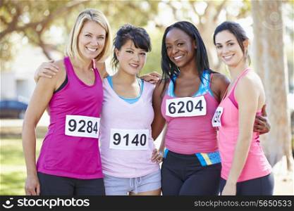 Group Of Female Runners Before Race