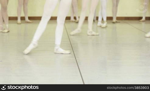 Group of female teenagers exercising at ballet class in Havana, Cuba