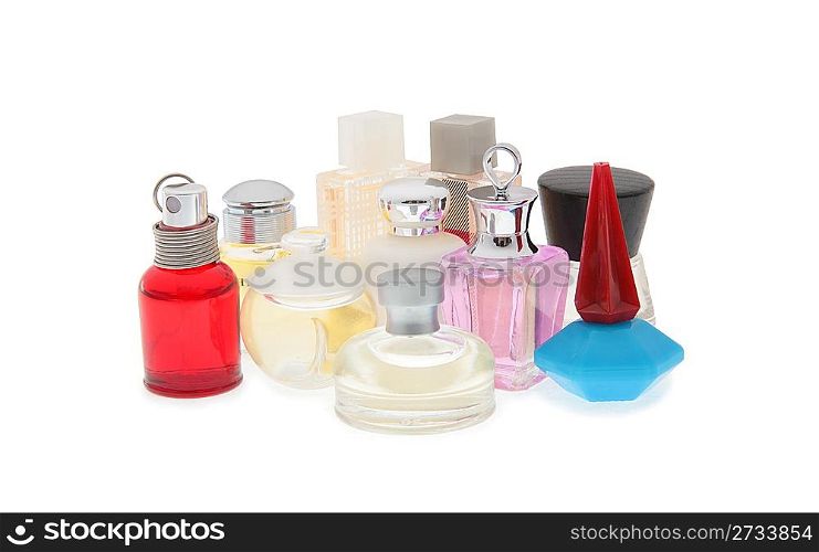 group of flasks with perfume