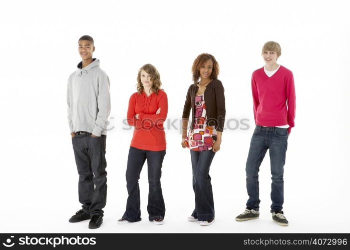 Group Of Four Teenagers In Studio