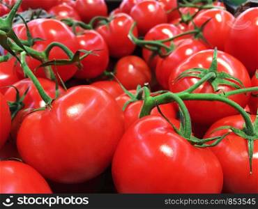 Group of fresh cherry tomatoes in close-up