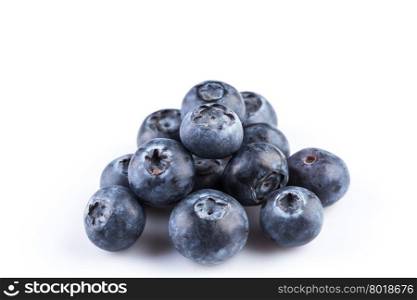 Group of fresh juisy blueberries isolated on white background
