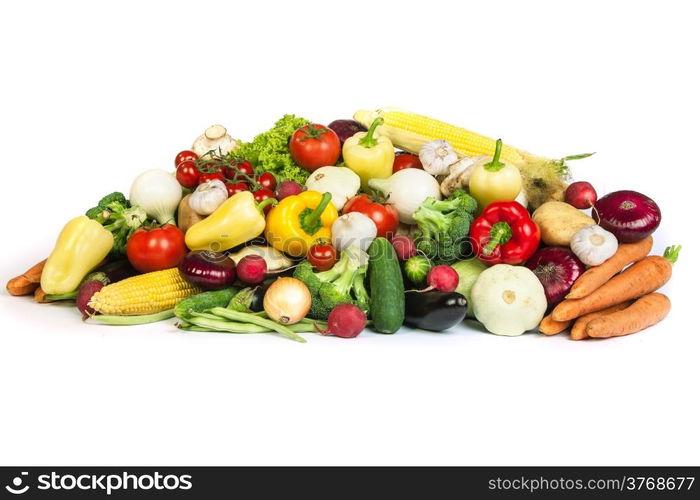 Group of fresh vegetables isolated on a white background